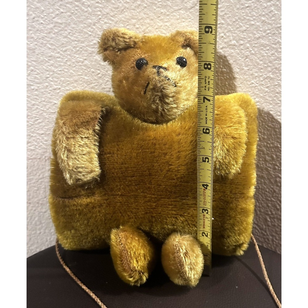 Vintage Mohair Child Teddy Bear Brown Hand Muff 11" Tall Joint Head Antique OOAK - Picture 6 of 10